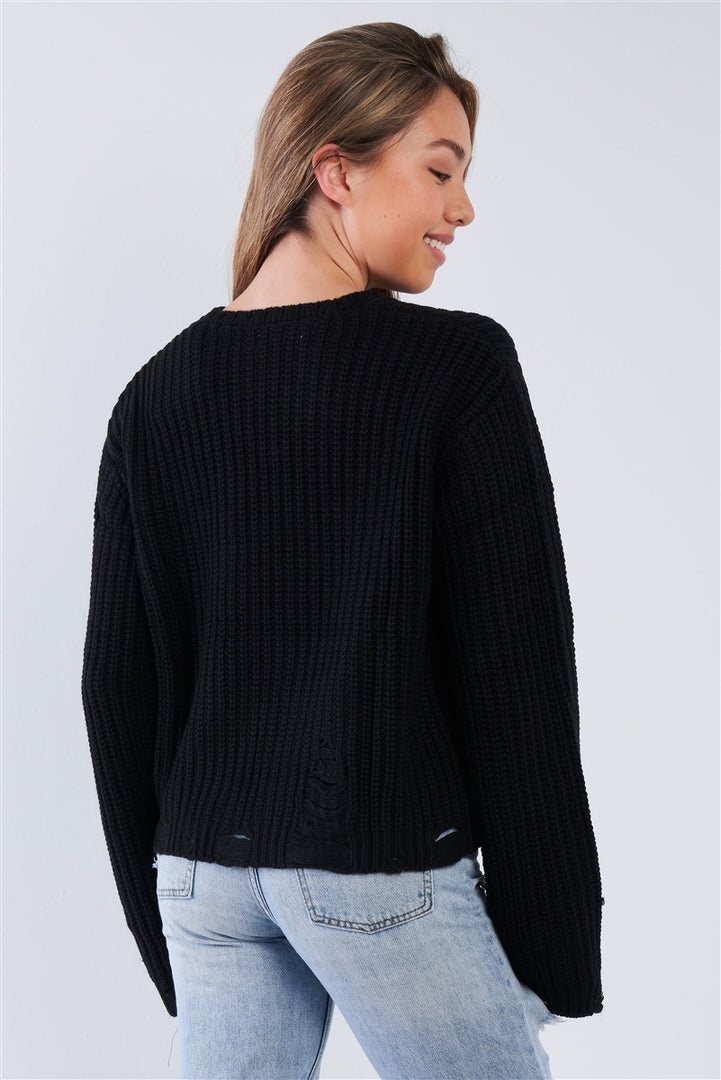 Black Long Sleeve Turtle Neck Shoulder Snap Detail Top