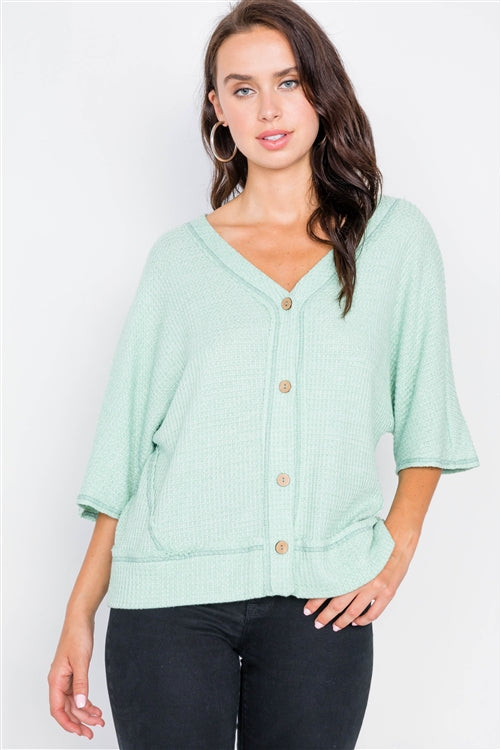 Mint Cardigan Kimono Short Sleeve Sweater