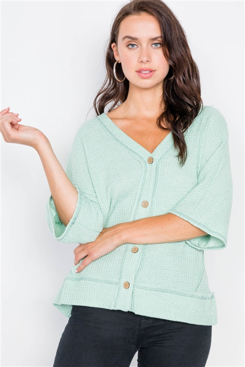 Mint Cardigan Kimono Short Sleeve Sweater