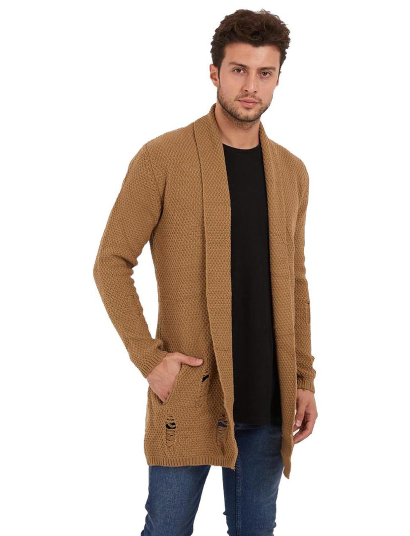 Long Sweaters for Men Full Sleeves - Slim Fit Coat – Free Size - Vercini Cardigan - Made in Turkey - 100% Acrylic