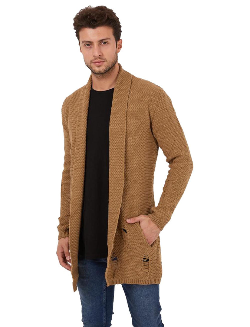 Long Sweaters for Men Full Sleeves - Slim Fit Coat – Free Size - Vercini Cardigan - Made in Turkey - 100% Acrylic