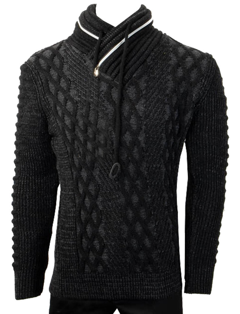 Sweaters for Men Pullover with Zipper on The Neck Charcoal Long Sleeves – Vercini Cardigan - Made in Turkey - 100% Acrylic