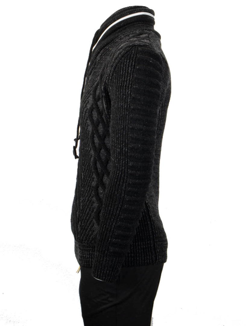 Sweaters for Men Pullover with Zipper on The Neck Charcoal Long Sleeves – Vercini Cardigan - Made in Turkey - 100% Acrylic