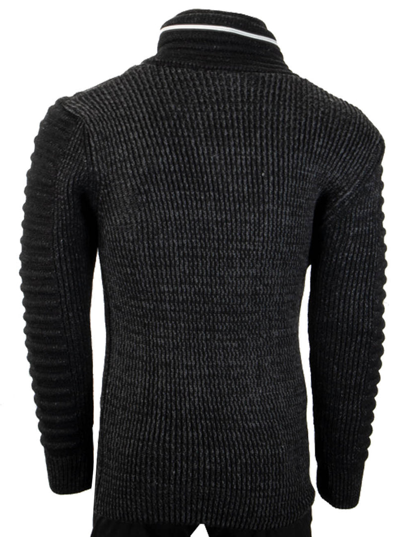 Sweaters for Men Pullover with Zipper on The Neck Charcoal Long Sleeves – Vercini Cardigan - Made in Turkey - 100% Acrylic