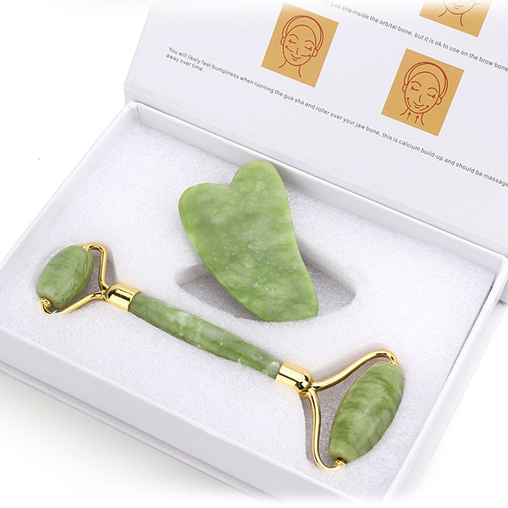 Gua Sha Jade Stone Anti-aging Wrinkle Skin Care Beauty Health Set Box